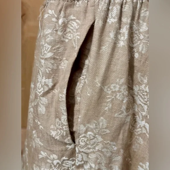 NEW NWT Anthropologie Corset Seamed Mini Cotton Linen Beige Flower Floral Dress - Picture 10 of 12